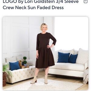 LOGO by Lori Goldstein Dark Brown Long Sleeve Dress